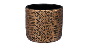Pc. 1 cement flowerpot black gold ø12x11cm