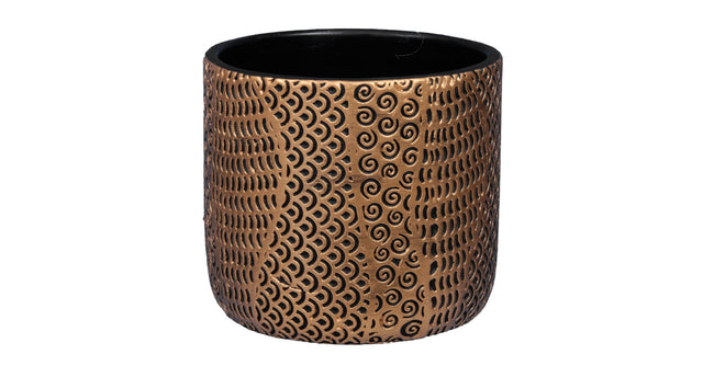 Pc. 1 cement flowerpot black gold ø12x11cm