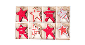 W b. 24 star hanging assorted 6x8,5cm