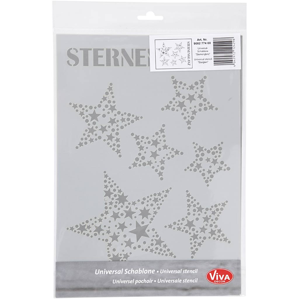 Viva decor flexible Schablone, Sterne, A4, Blatt 210x297 mm, 1 Stück
