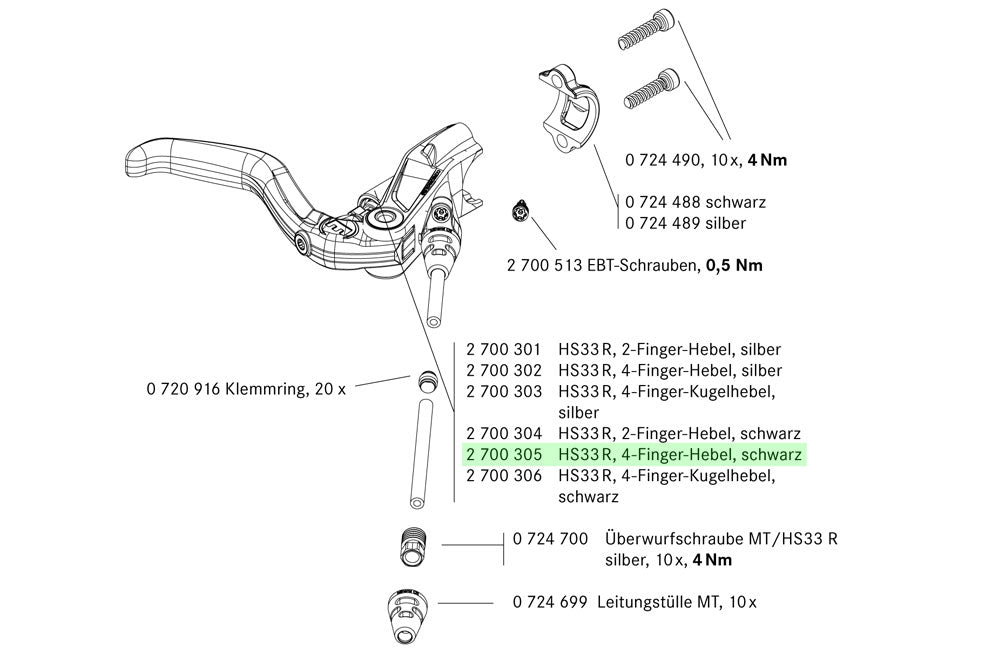 Magura HS33 R 4-Finger-Bremshebel