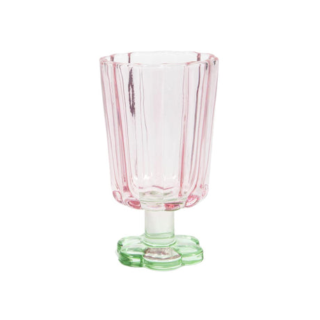 Trinkglas in Blumenform, rosa-grün, Schachtel mit 6 Stück ø7,9 x 13,4 cm
