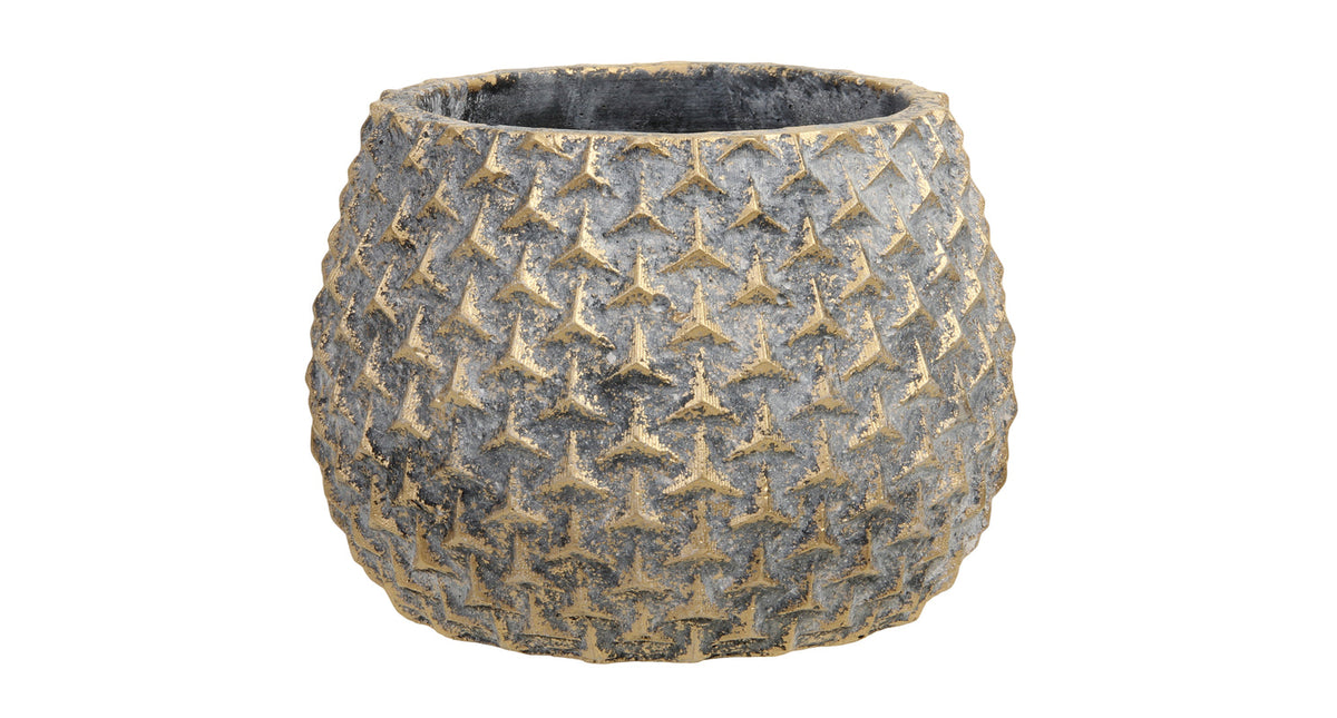 Pc. 1 cement flowerpot brown gold ø 14x10,5 cm