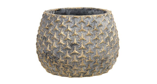 Pc. 1 cement flowerpot brown gold ø 14x10,5 cm