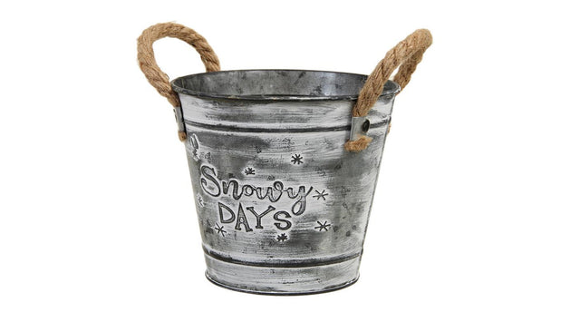 Pc. 1 metal bucket w handles grey ø 14.5x13 cm