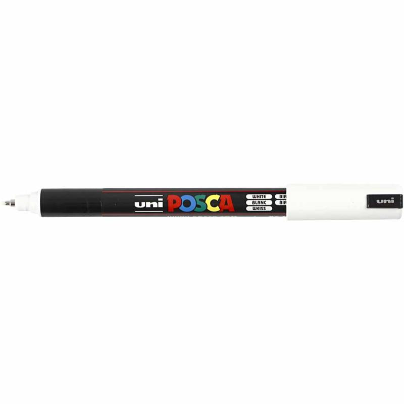Uni-Posca Posca-Marker, Größe PC-1MR, Strichstärke 0,7 mm, extrafein, weiß, 1 Stück