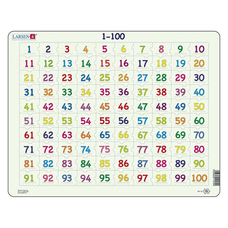 Larsen-Puzzle zum Erlernen des Zählens der Zahlen 1-100, 100 Teile.