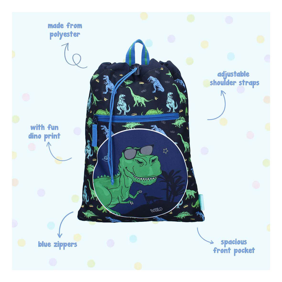 Vadobag lustiger Turnbeutel Happy Go Lucky Dino