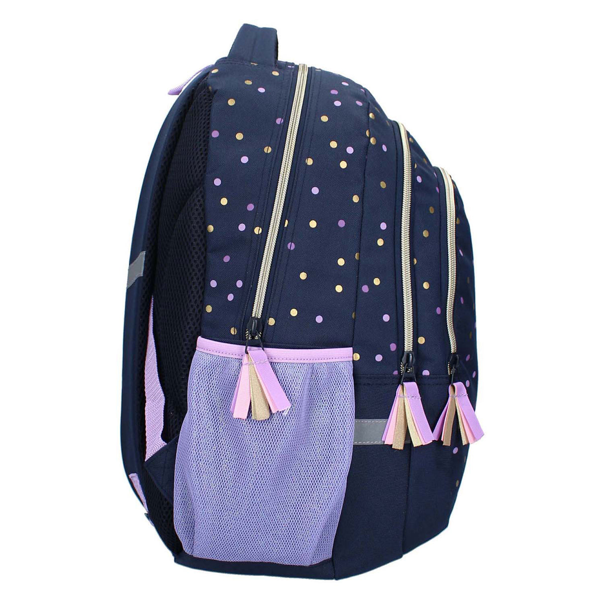 Milky Kiss Rucksack Dotted Delight Lila Gold Punkte, 3 Fächer