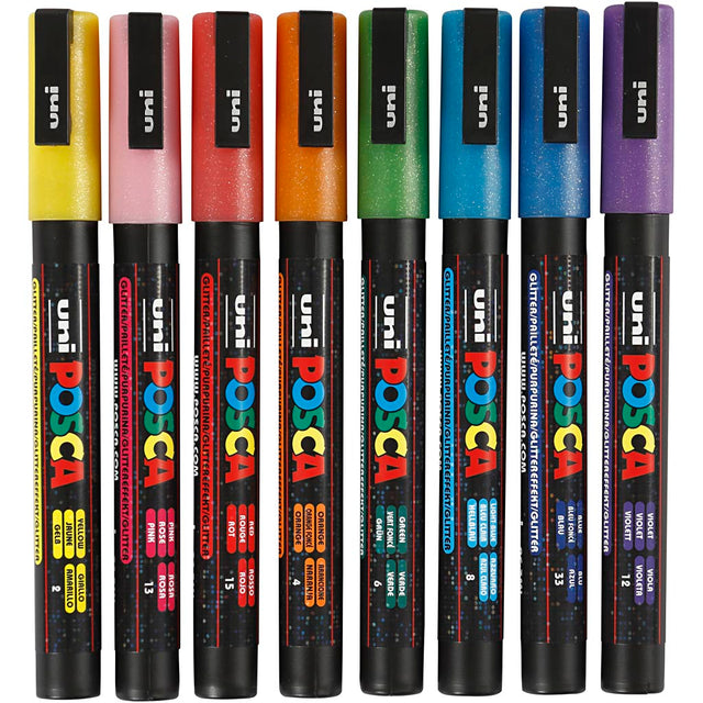 Https: www.cchobby.nl posca-marker-afm-pc-3ml-line thick-0-9-1-3-mm-glittercolours-8-piece-1-box