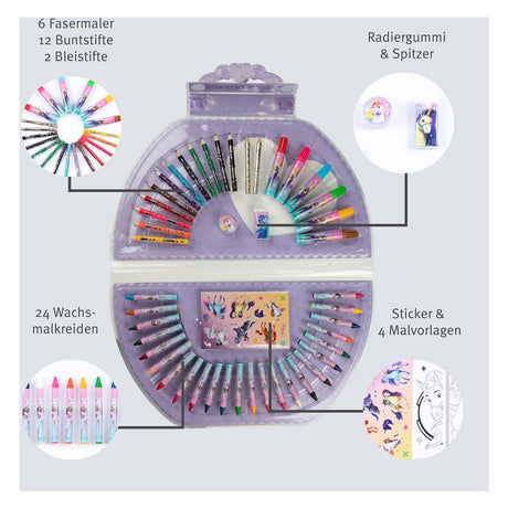 Undercover Unicorn Academy Farbkoffer, 51-tlg