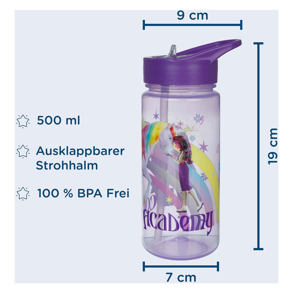 Undercover Unicorn Academy Trinkflasche, 500 ml