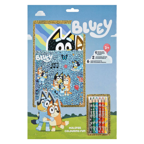 Undercover Bluey Malset Farbblock mit Stiften und Aufklebern für Kinder.