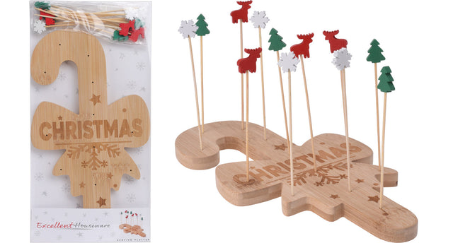 Serveerplateau met tapasprikkers ''xmas''