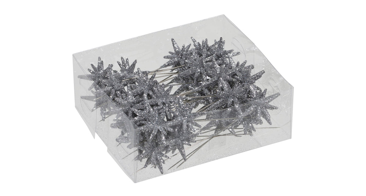 Pet 36 3-d sparkling stars pin silver 3 cm