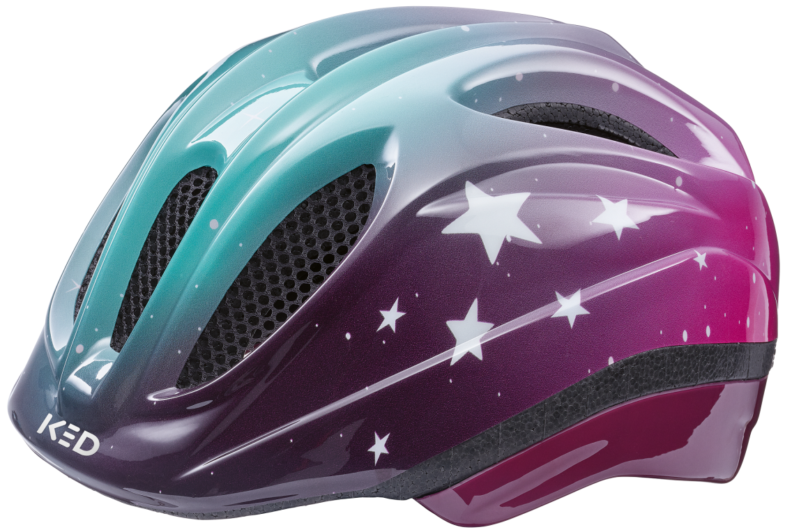 Ked Fahrradhelm Meggy II Trend S (46–51 cm) – Sterne Pink Aqua glänzend