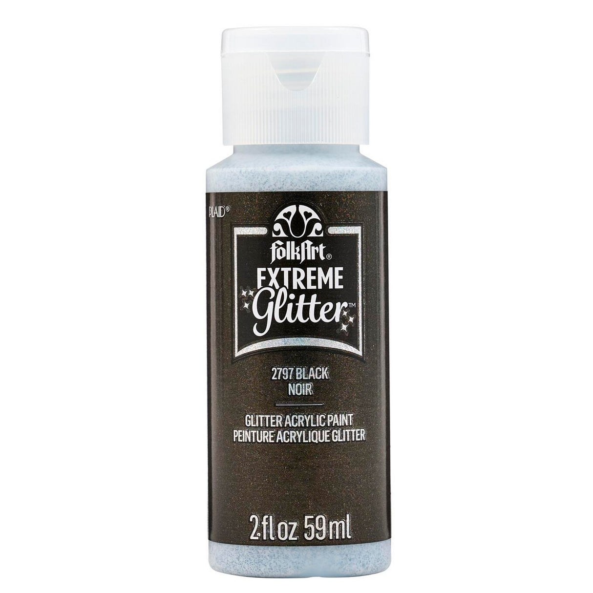 Folkart • Extrem glitzernde Acrylfarbe, Schwarz, 59 ml