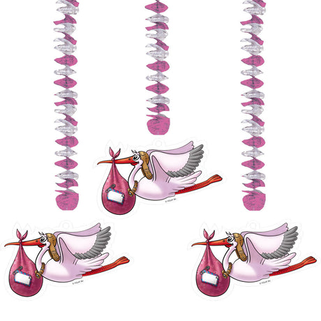 Folat rosa Hängedekoration, 3 Stk.