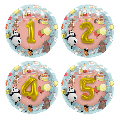 Folat bv 3D-Folienballontiere mit Alter, 1-5 Jahre.