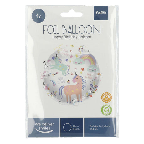 Folat bv Folienballon Happy Birthday Einhörner 45cm.