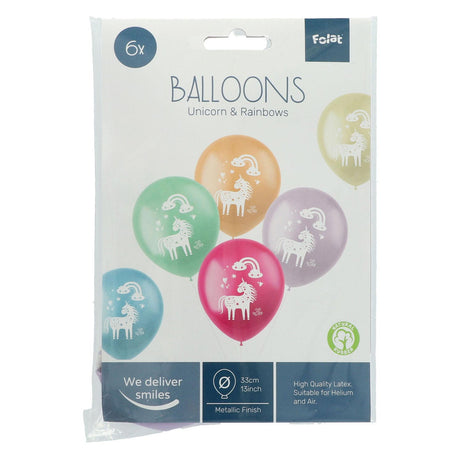 Folat bv Latexballons Einhörner Regenbogen, 6 Stk.