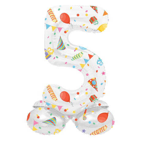Folat bv stehender Folienballon „Frohe Party“ Nummer 5 – 72 cm