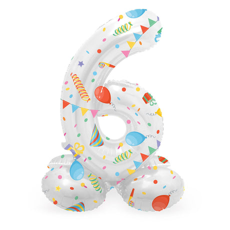 Folat bv stehender Folienballon „Frohe Party“ Nummer 6 – 72 cm