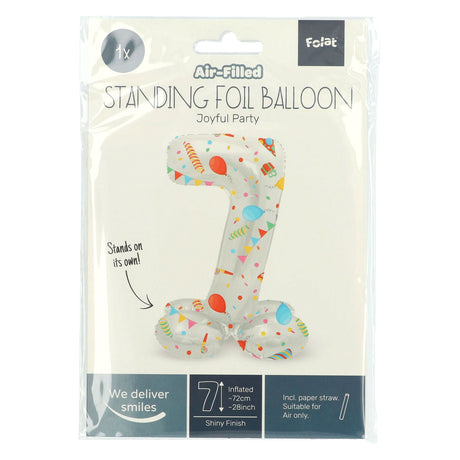 Folat bv stehender Folienballon „Frohe Party“ Nummer 7 – 72 cm