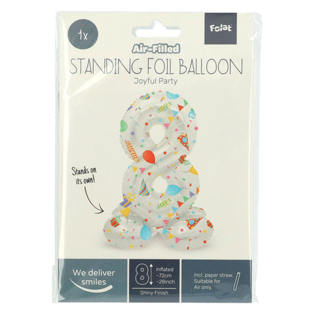 Folat bv Staande Folienballon Joyful Party Cijfer 8 -72cm