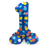 Folat BV stehende Folienballon farbenfrohe Punkte Nummer 1 - 72 cm