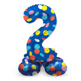 Folat bv stehender Folienballon bunte Punkte Nummer 2 – 72 cm