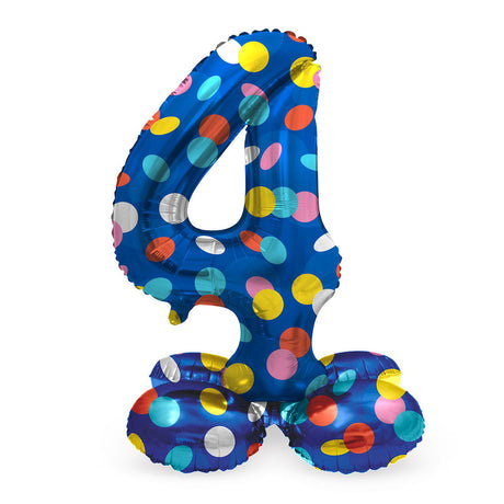 Folat bv stehender Folienballon bunte Punkte Nummer 4 – 72 cm