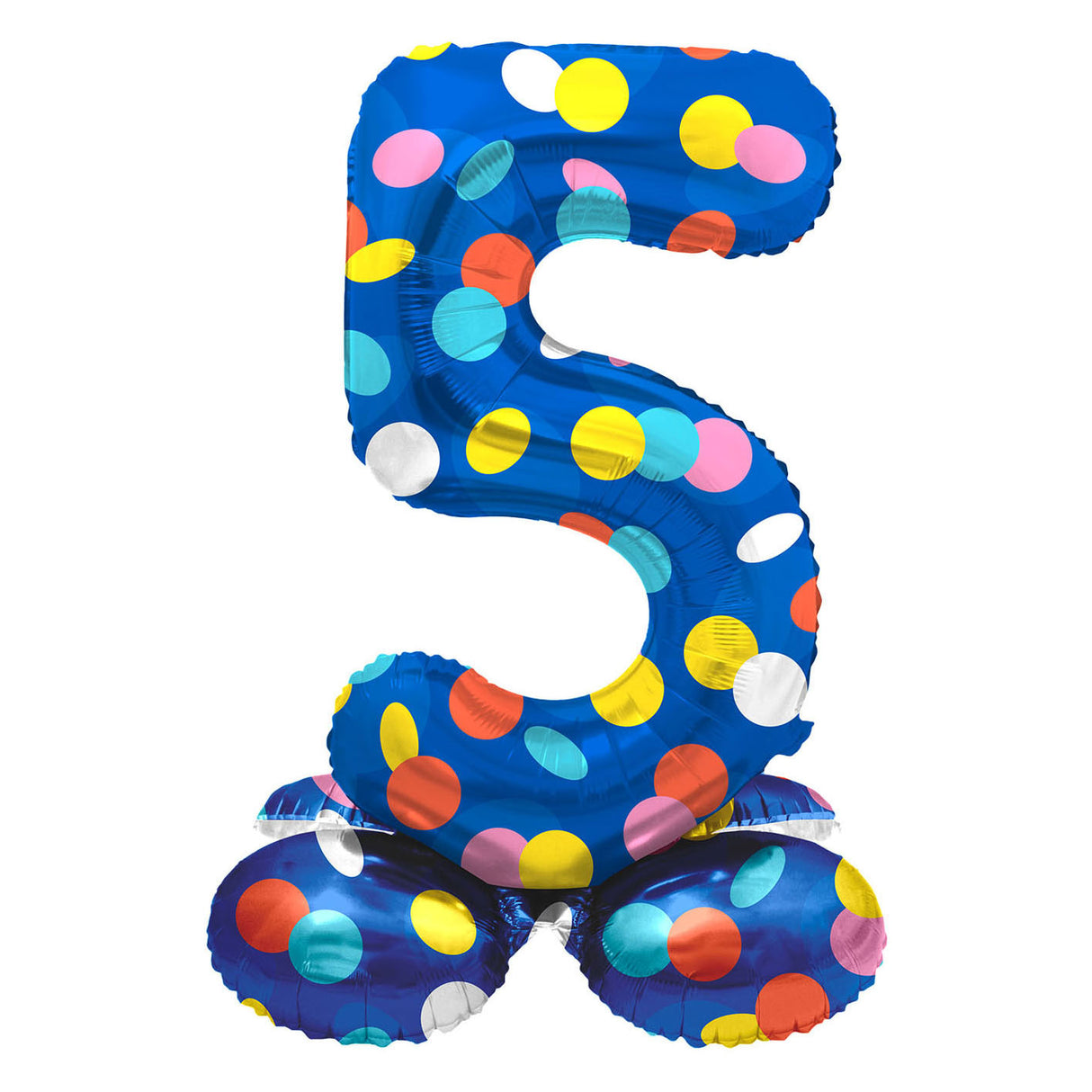 Folat bv stehender Folienballon bunte Punkte Nummer 5 – 72 cm
