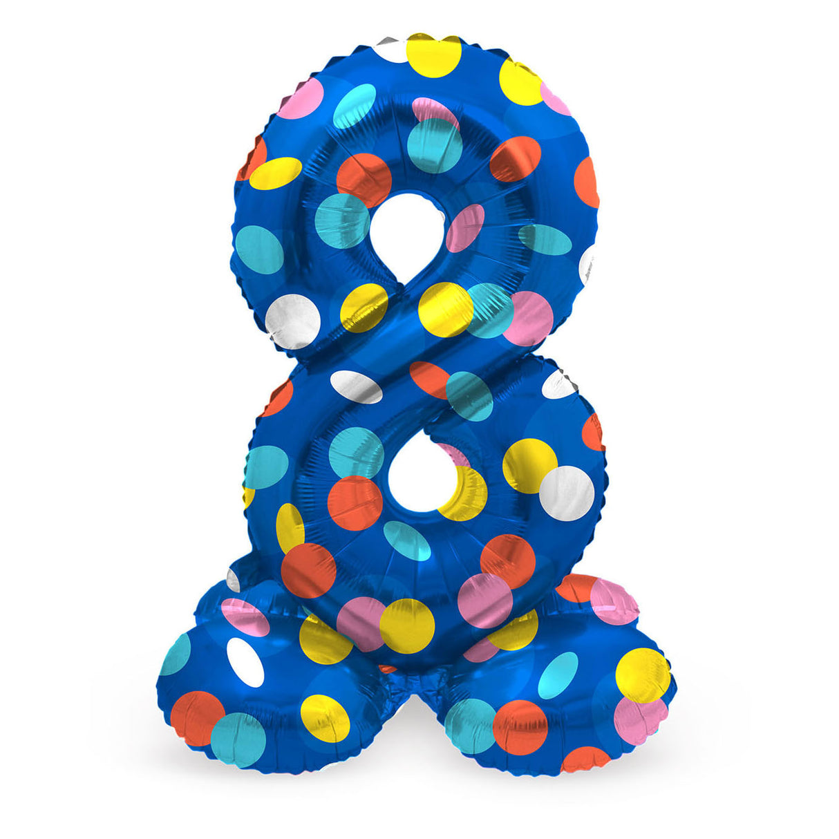 Folat bv stehender Folienballon bunte Punkte Nummer 8 – 72 cm