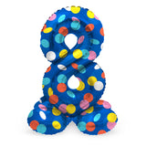 Folat bv stehender Folienballon bunte Punkte Nummer 8 – 72 cm