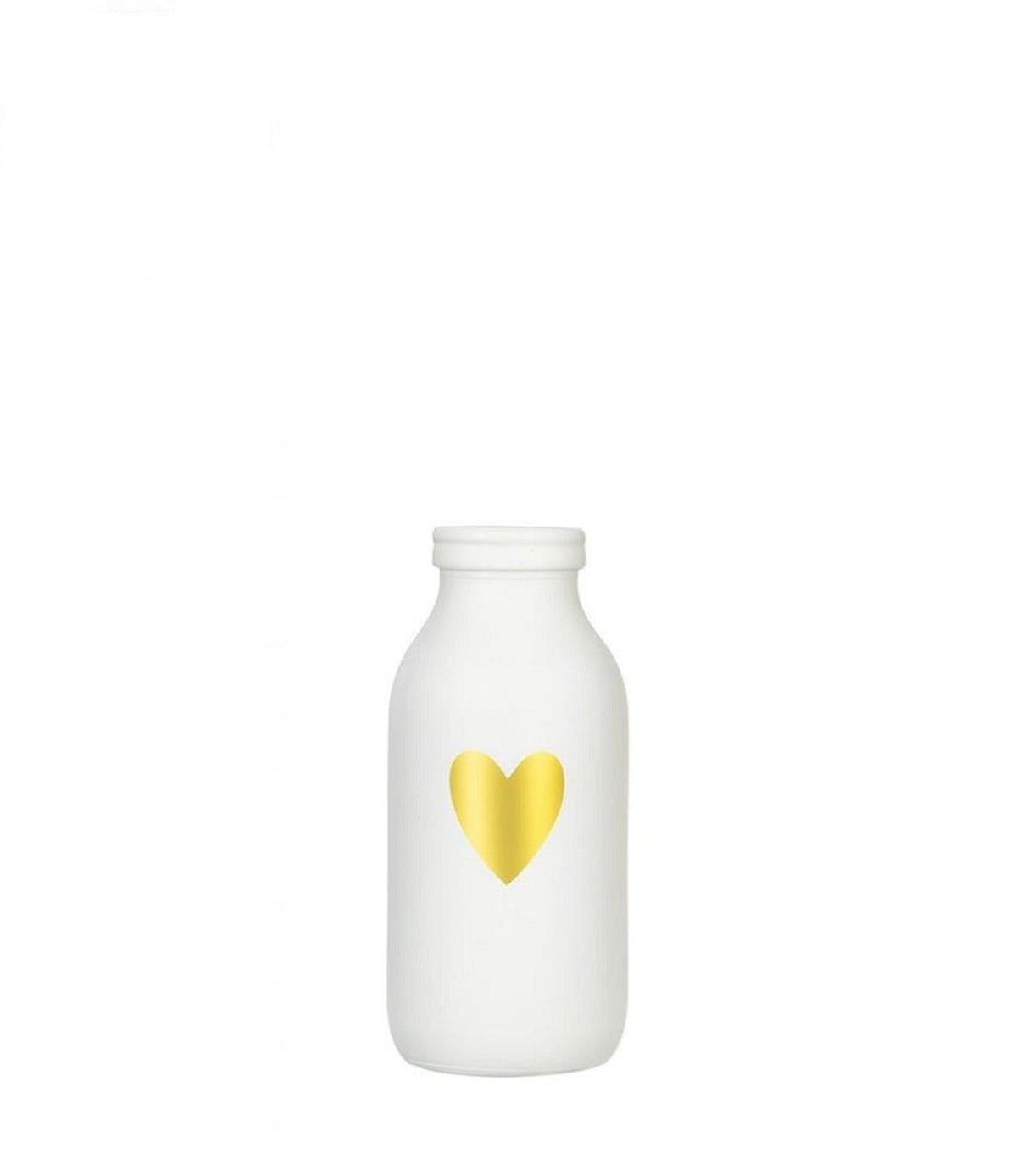 Ideas 4 seasons fles vaas glas wit met gouden hart ø4.8xh10,4cm