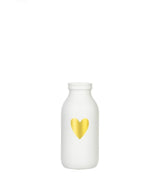 Ideas 4 seasons fles vaas glas wit met gouden hart ø4.8xh10,4cm