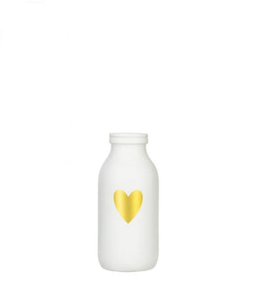 Ideas 4 seasons fles vaas glas wit met gouden hart ø4.8xh10,4cm