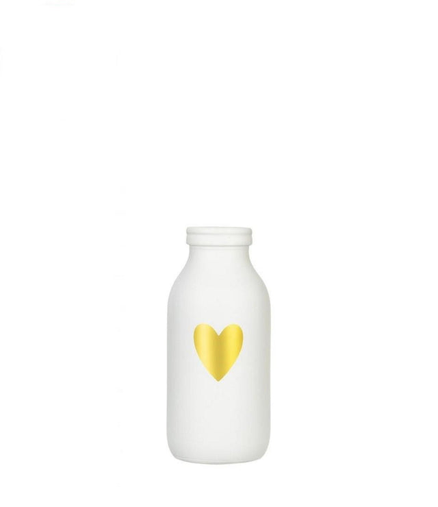 Ideas 4 seasons fles vaas glas wit met gouden hart ø4.8xh10,4cm