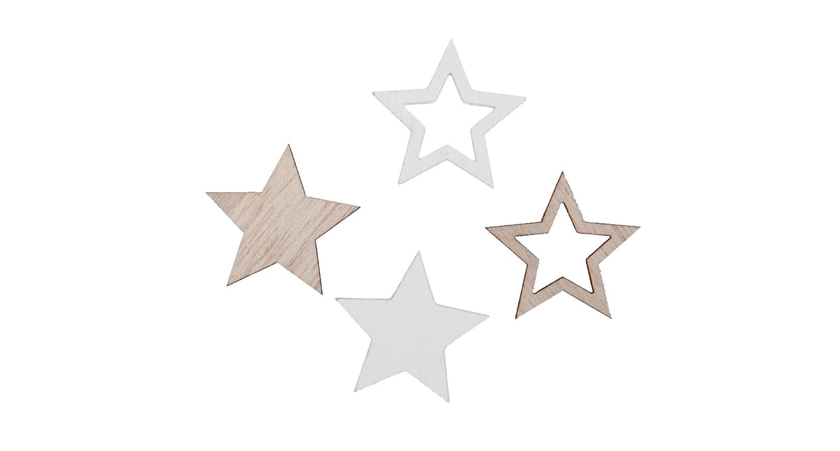 Pb. 48 wooden stars white natural 2.5 cm