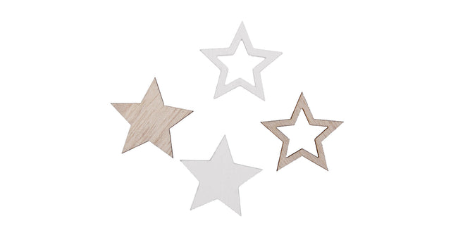 Pb. 48 wooden stars white natural 2.5 cm