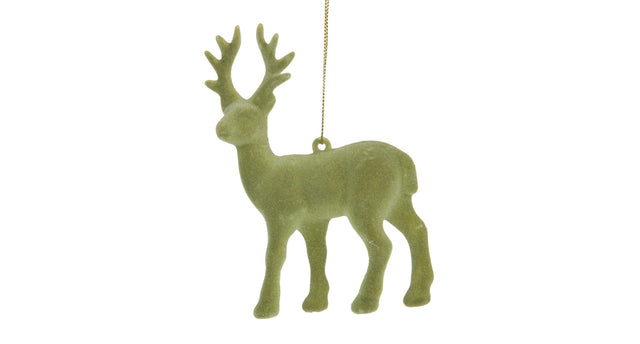 Pb. 2 flock deer hanging green 10x13 cm