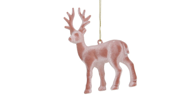 Pb. 2 flock deer hanging pink 10x13 cm