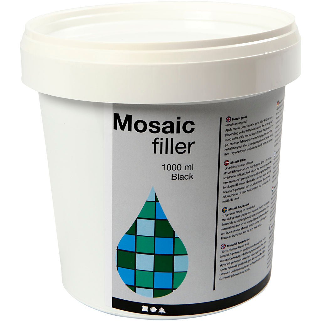 Creativ Company Mosaikfugenmörtel, schwarz, 1000 ml 1 Eimer