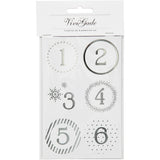 Vivi Gade Weihnachtskalender-Zahlenaufkleber, D 40 mm, Blatt 9 x 14 cm, Silber, Weiß, 4 Blatt 1 Box