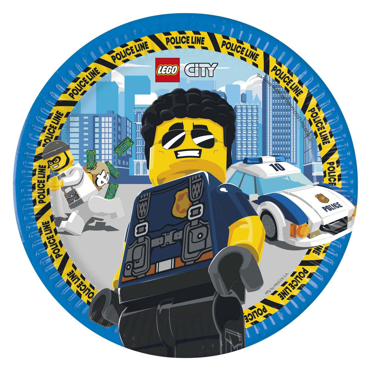 Globos Pappteller FSC Lego City, 8 Stk.