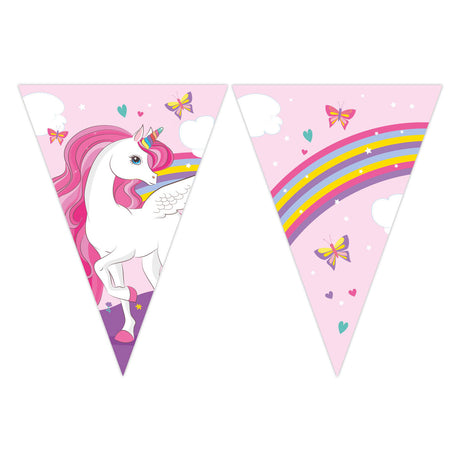 Globos Papierfahne Line FSC Einhorn Regenbogenfarben, 3mtr.