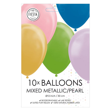 Globos-Luftballons Metallic-Perlen-Mixfarben 30 cm, 10 Stück.