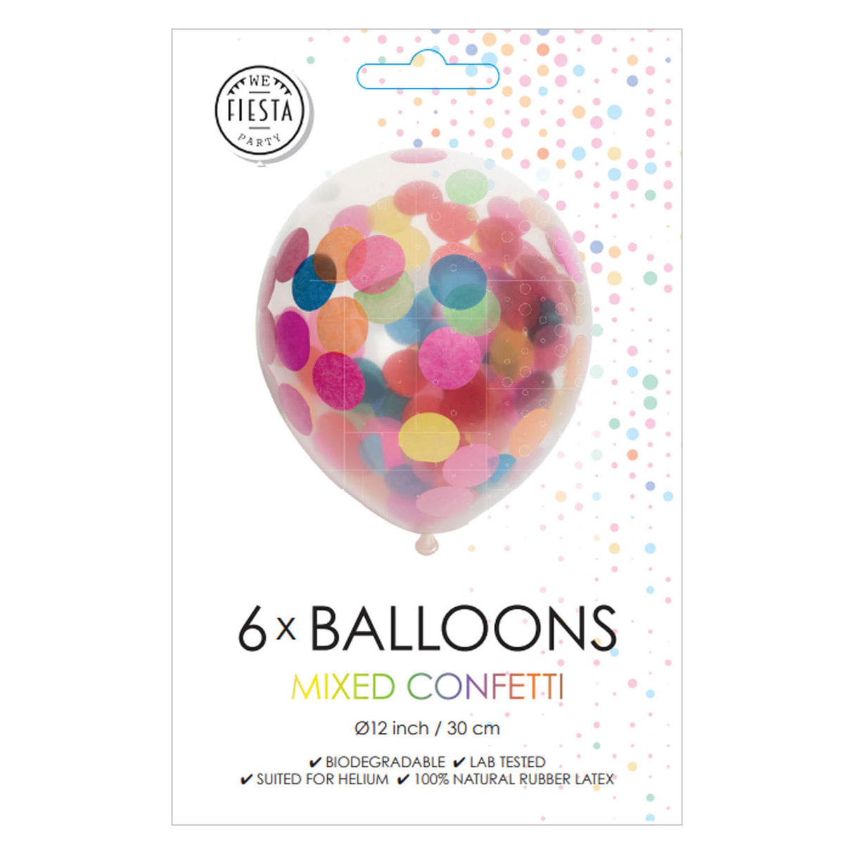 Globos Konfetti-Luftballons Papier-Konfetti-Mix 30cm, 6 Stk.