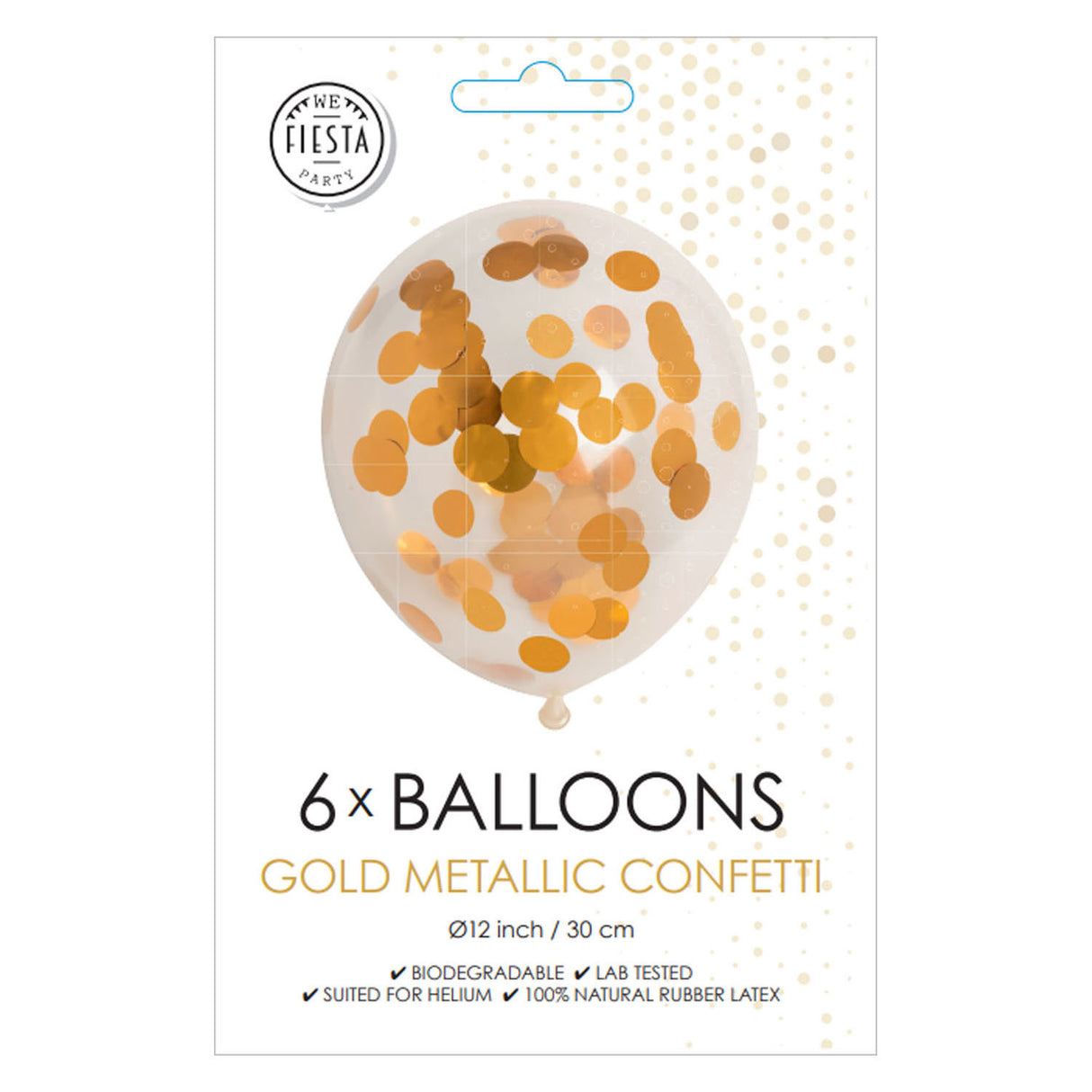 Globos Konfetti Luftballons Papierkonfetti Metallic Gold 30cm, 6 Stk.